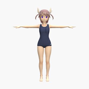 anime swim girl v3 3D model