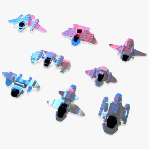 3D model 8 starfighters starship