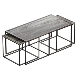3D set coffee tables marble