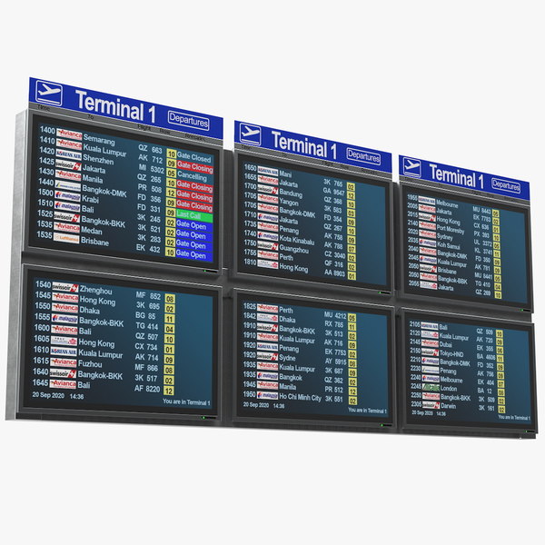 3D flight information display model TurboSquid 1645668