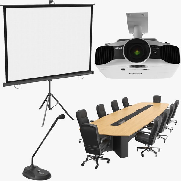 real conference table projector screen 3D model