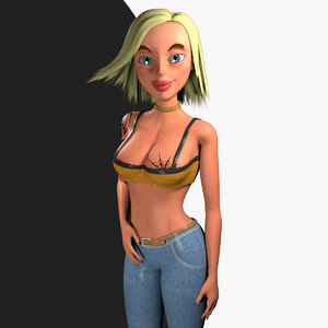 3D sexy cartoon girl rigged model