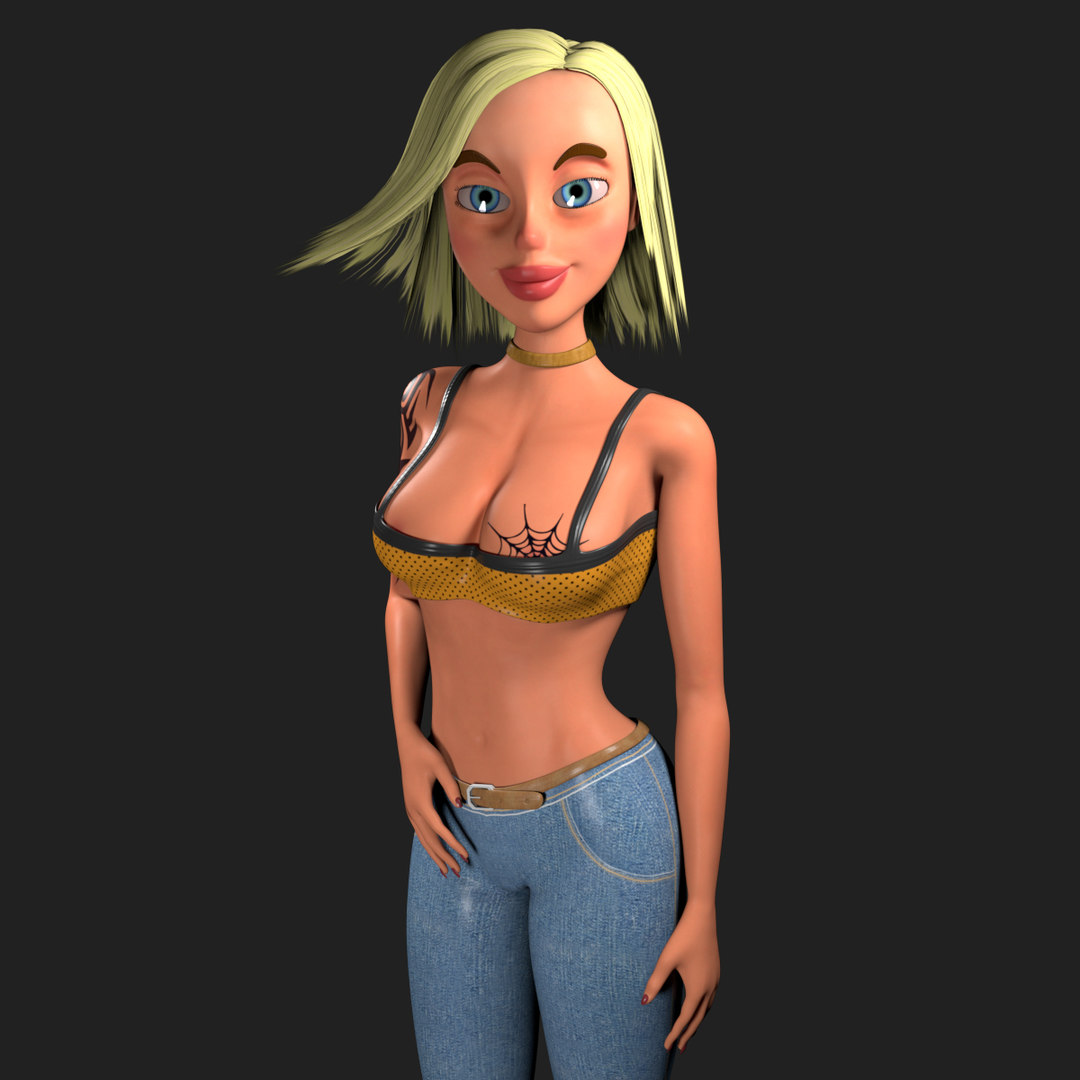 sexy cartoon girl rigged3d模型
