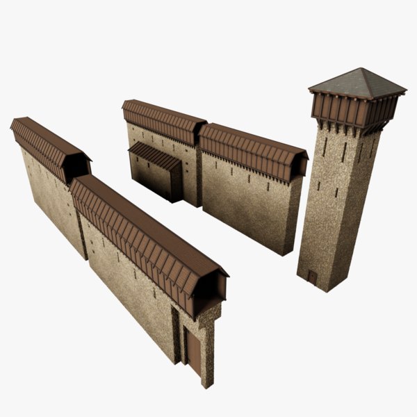 medieval fortification pack wall 3D model
