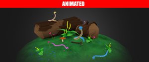 3D model snakes pack animations