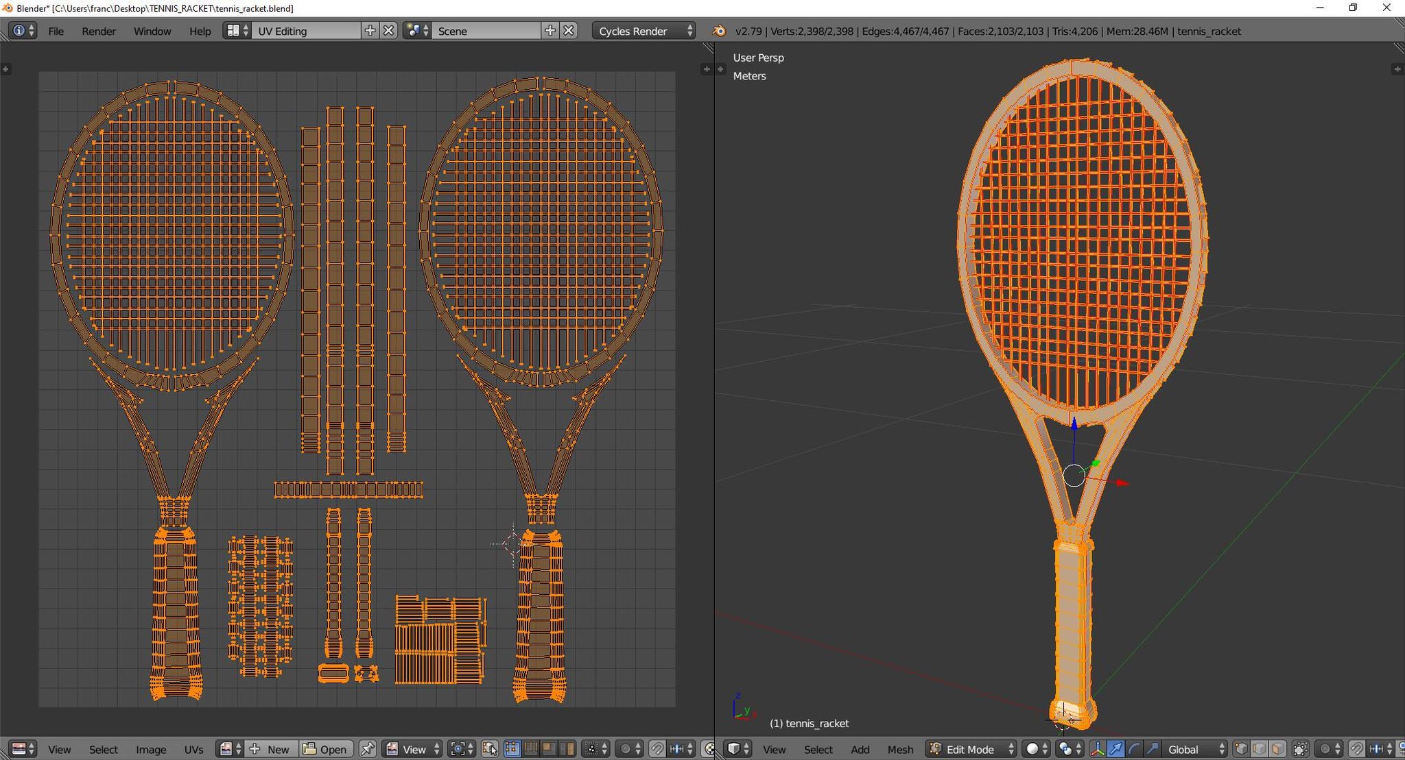 3d model tennis racket
