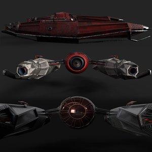 3D model spaceship fighter 5 skins