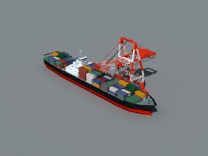 cargo ship cranes 3D model