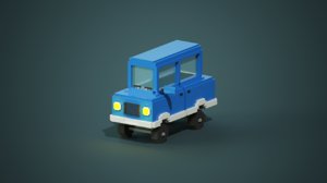 3D blue toy car model