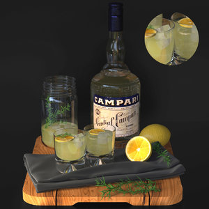 alcohol lemon set 3D model