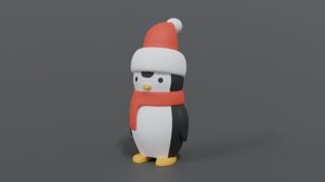 3D cartoon christmas penguin