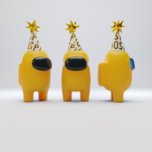 yellow party hat 3D model