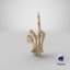 3D human hand bones middle model