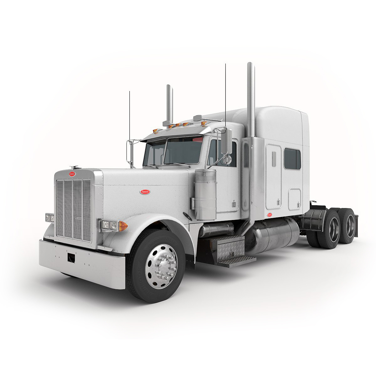 peterbilt 379 2005 white with interior3d模型
