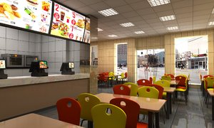 fast food restaurant interior 3D model