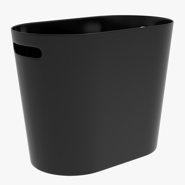 3D black trash bin