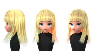 - anime hair games 3D model