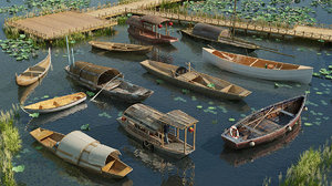 3D wupeng boat wooden reeds