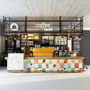 bar counter coffee restaurant 3D model