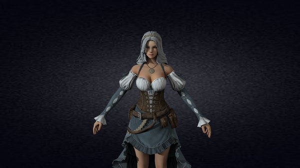 3D warrior girl character model