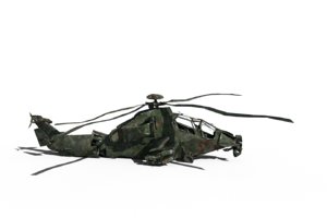 wrecked military helicopter ready 3D model