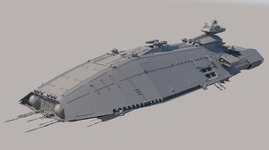 3D model sci fi space battleship