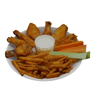 traditional breaded wings fries model
