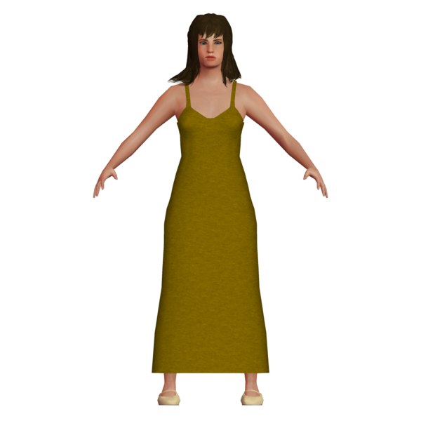 low-poly woman dress 3D