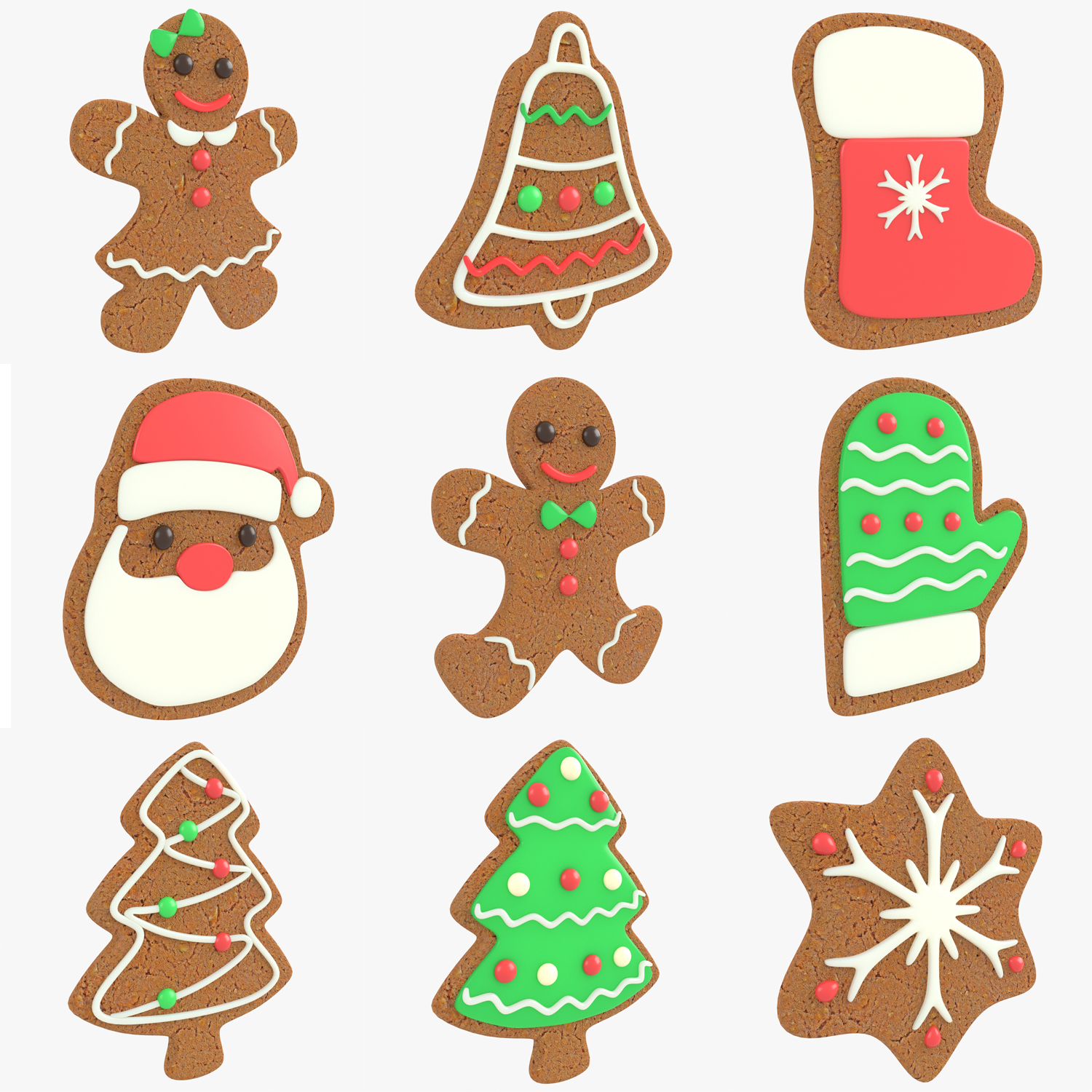 Gingerbread Christmas Cookie Pack 3D Model - TurboSquid 1654878