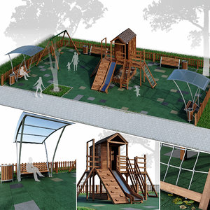 children playground forest house 3D