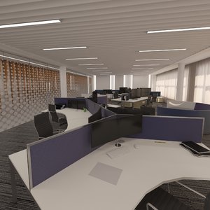 3D open space office interior