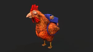 stylized chicken mailman 3D model