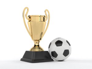 3D gold cup soccer ball