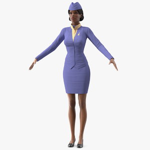 3D light skin black stewardess