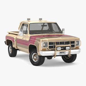 vintage 4wd stepside pickup truck 3D model