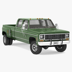 3D vintage 4wd dually pickup truck model