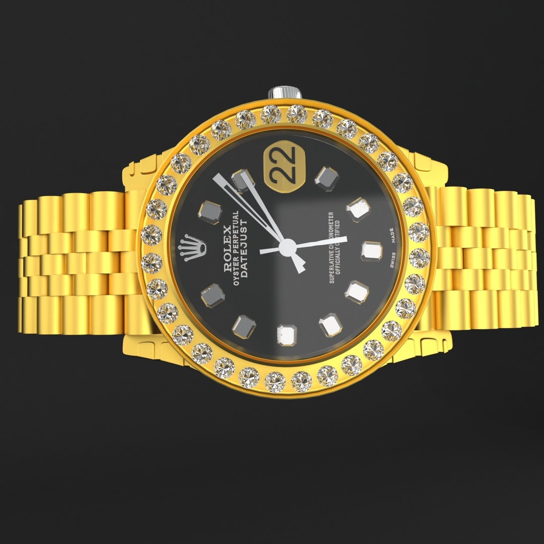 Rolex diamond watch gold 3D model - TurboSquid 1658726