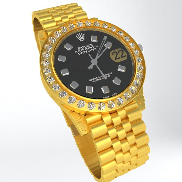 rolex diamond watch gold 3D model
