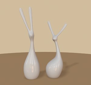 modern rabbits figurine 3D