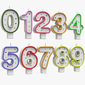 candle numbers colored 3D model