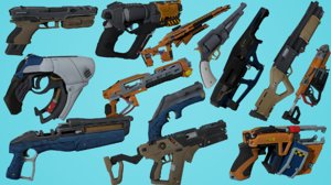 3D sci fi guns mega