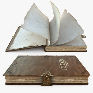 old engraved book rigged 3D model
