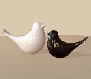 modern birds figurine 3D