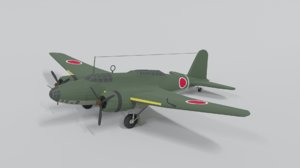 3D mitsubishi ki-21 sally wwii model