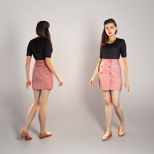3D young woman character model