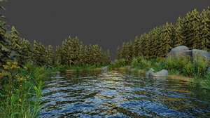3D scene plants grass tree model