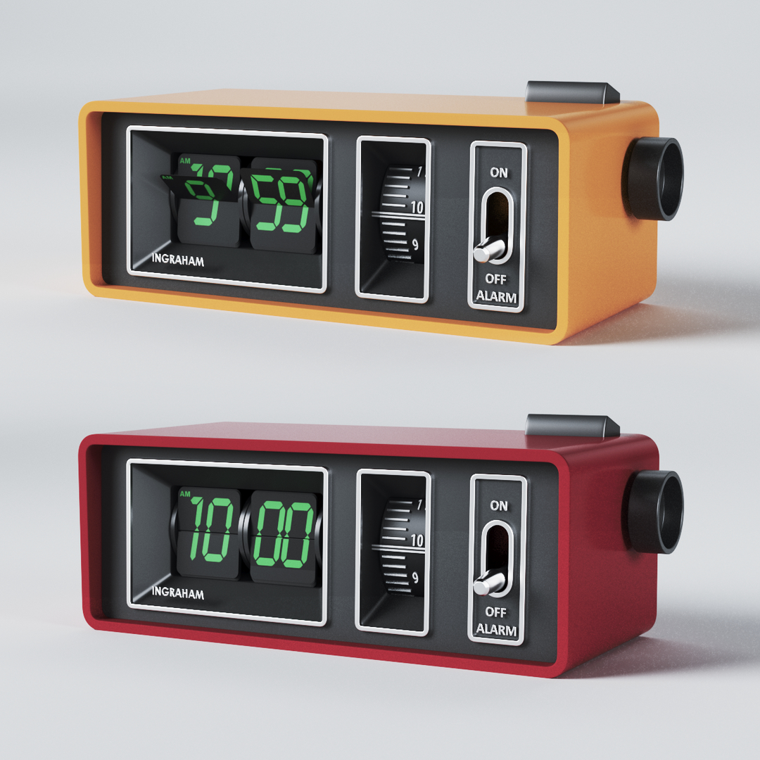 retro style alarm flip clock 3d model