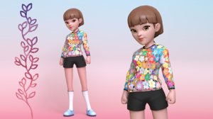young girl character rig model