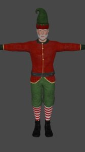 man holiday elf low-poly 3D model