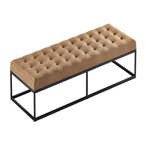 Faux Leather Bench On 3d Model, Faux Leather Bench